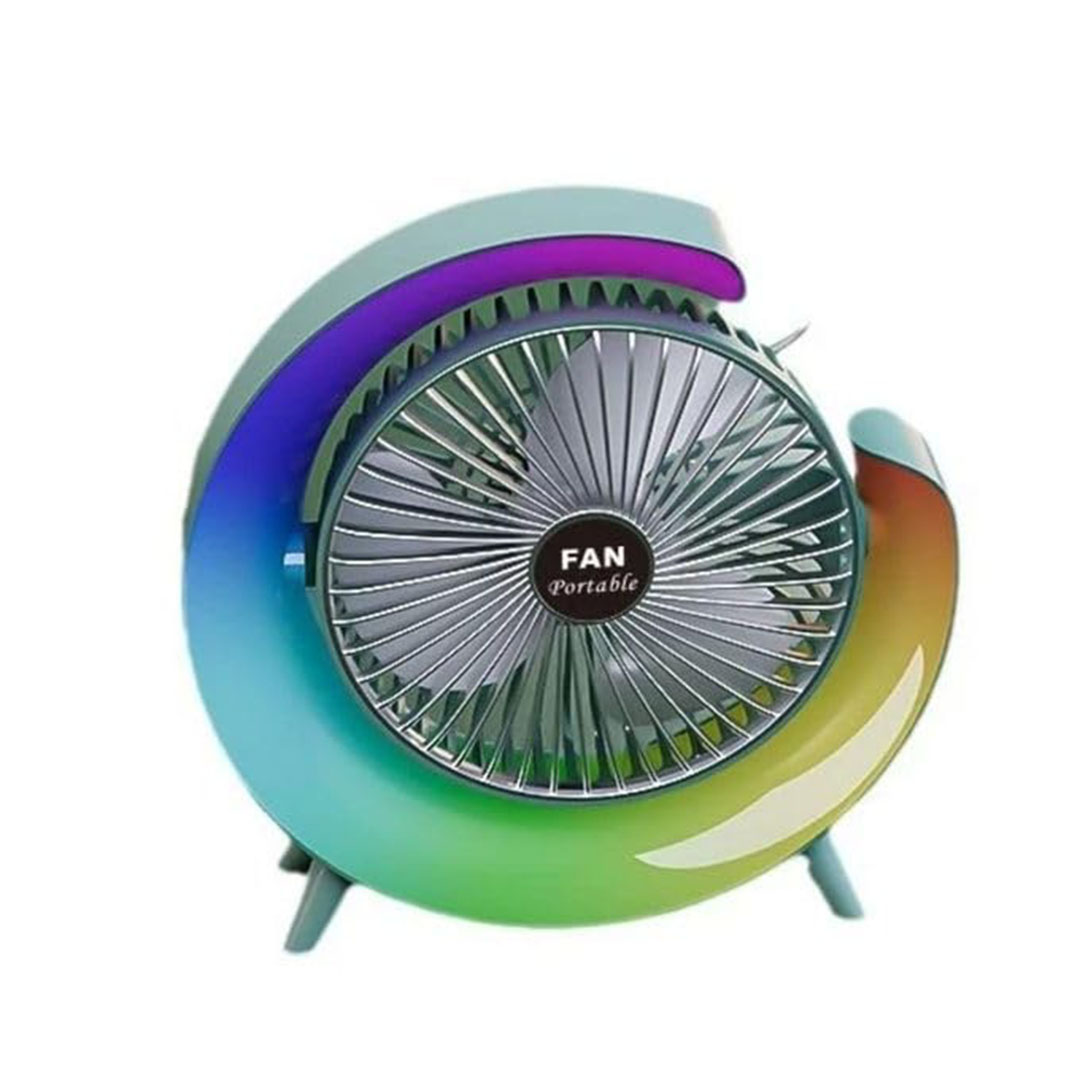 مروحة مكتب صغيرة متعددة الألوان بإضاءة LED ملونة