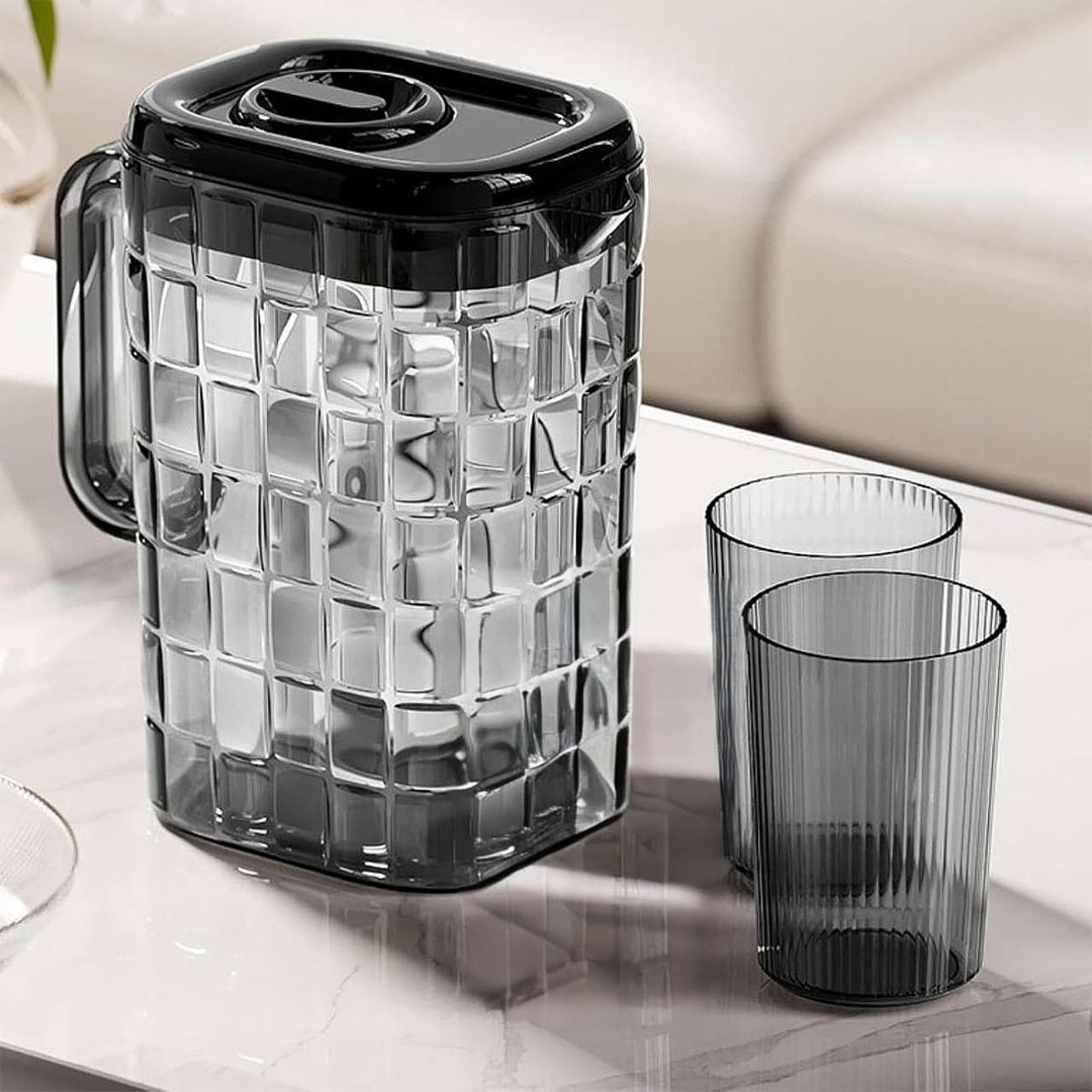 شفشق أكريلك مع 2 كوب - 1 لتر - شفاف