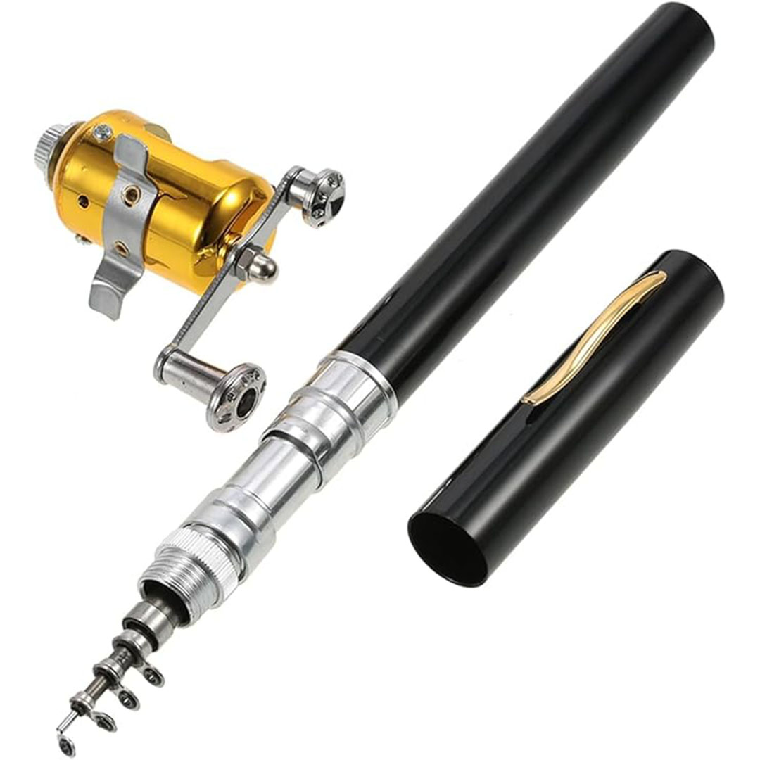 صنارة صيد تلسكوبية خفيفة مع بكرة معدنية