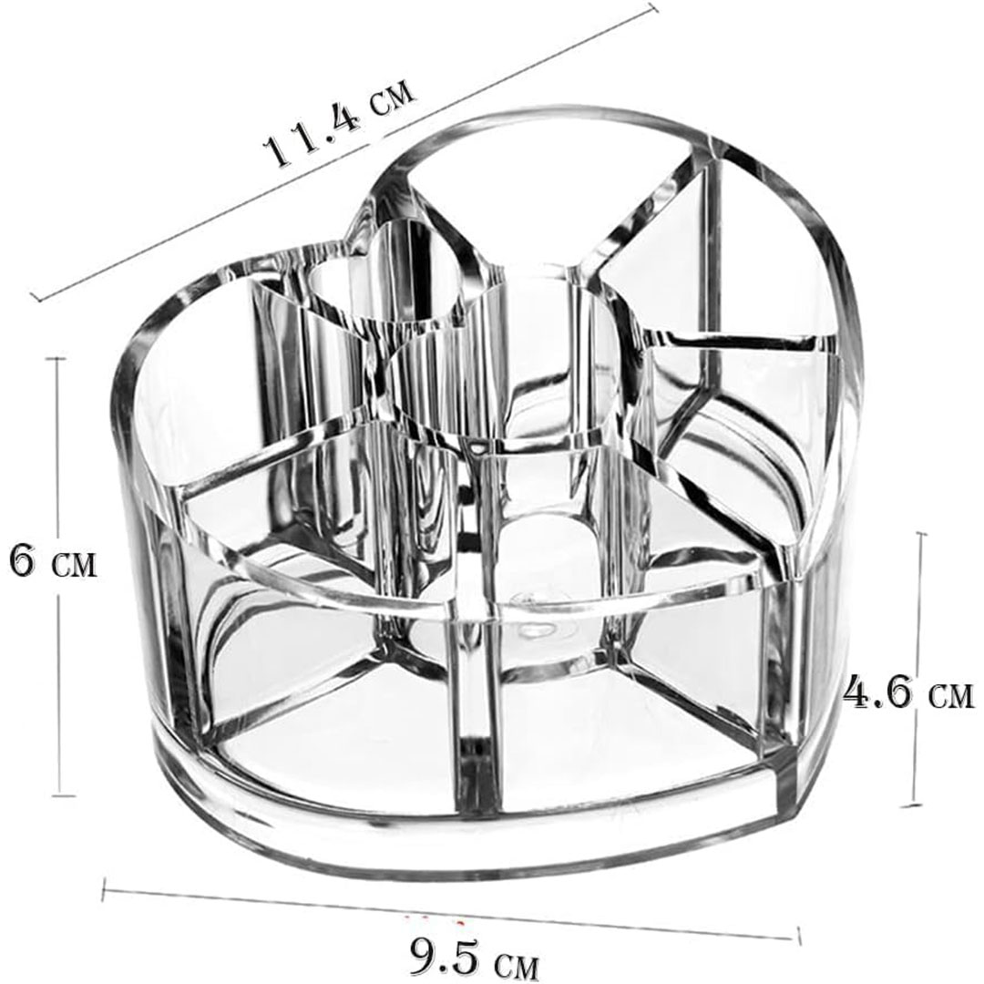 منظم مكياج أكريليك شفاف على شكل قلب - 8 فتحات