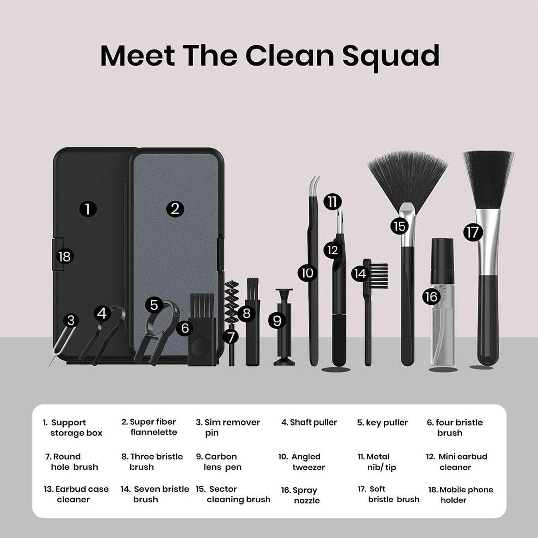 مجموعة تنظيف الأجهزة الالكترونية 19*1 - أبيض