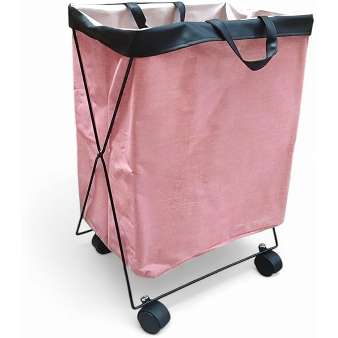 سلة غسيل محمولة قابلة للطي بعجلات - 60 سم