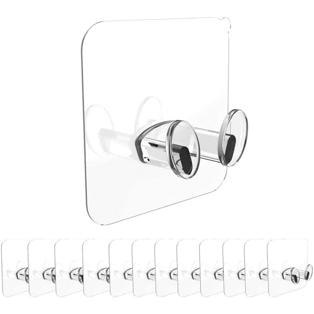 خطاف لاصق حائط بلاستيك - 5 قطع - شفاف