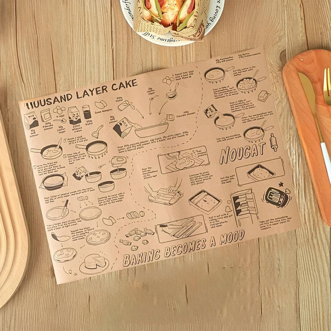 ورق حلويات كبير 38 × 28 سم - امتصاص سريع للزيت - 50 ورقة