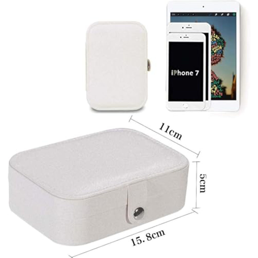 علبة اكسسوارات من الجلد الصناعي مقسمة من الداخل - ابيض