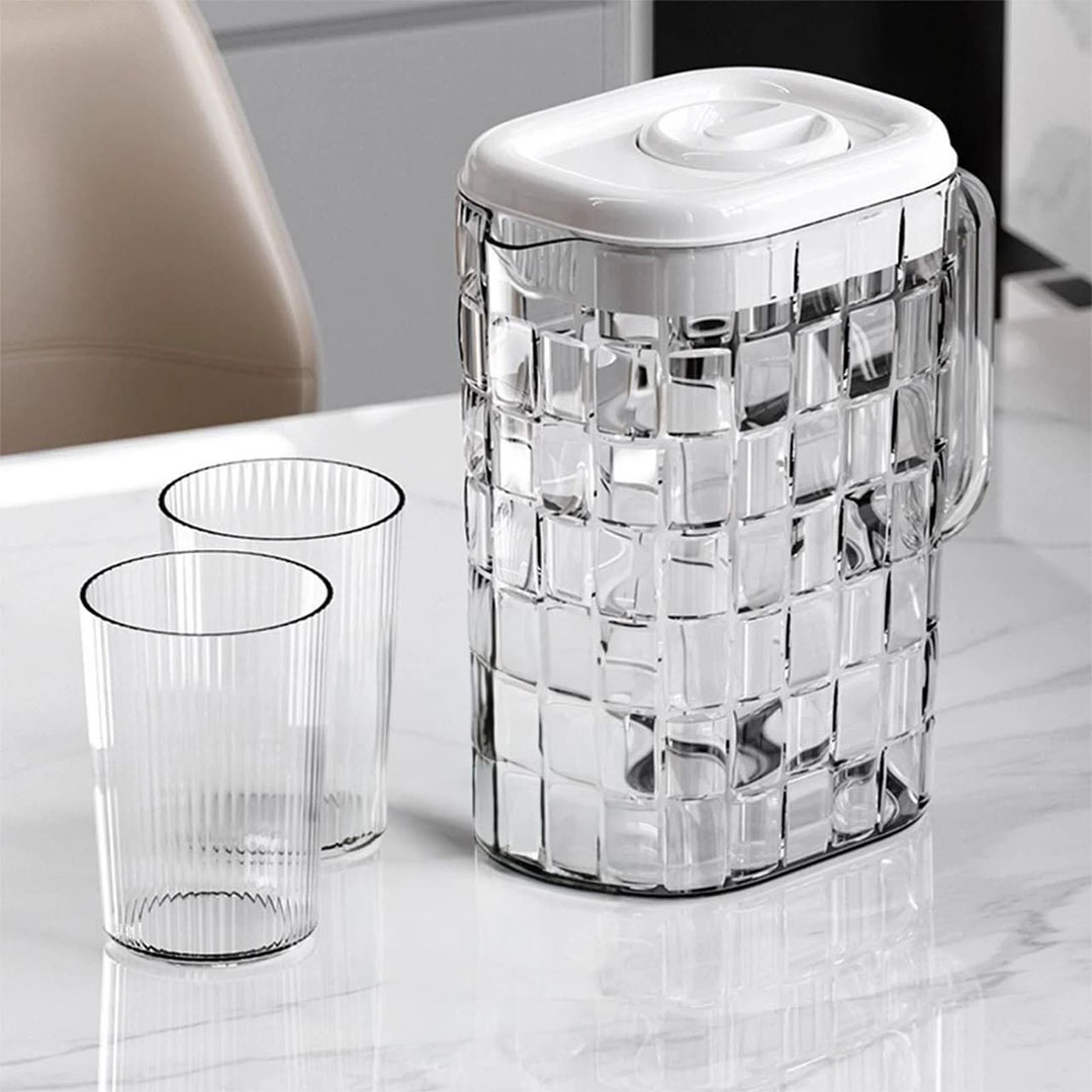 شفشق أكريلك مع 2 كوب - 1 لتر - شفاف