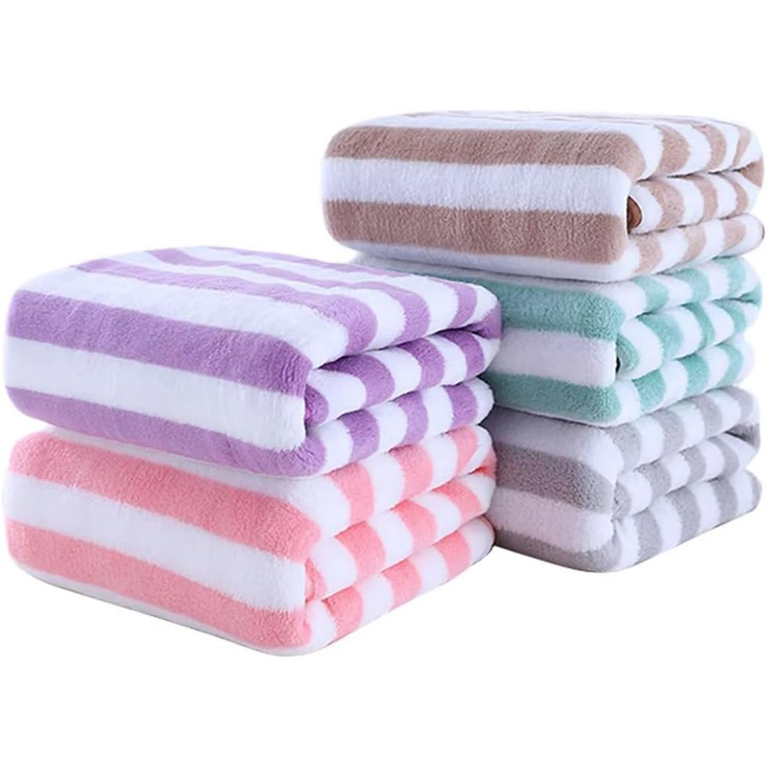 منشفة مايكروفايبر ناعمة بخطوط ملونة - 75*35