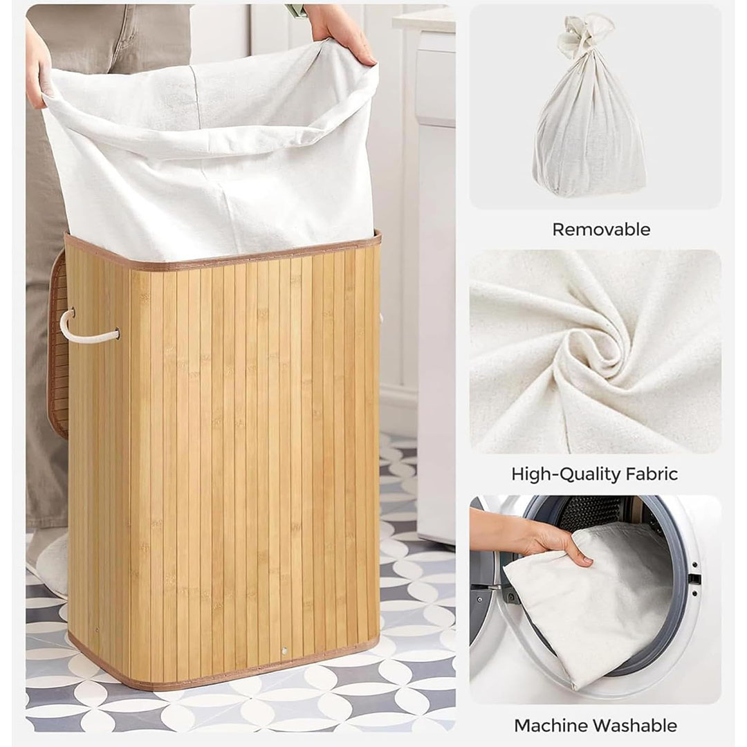 سلة غسيل خيزران - مستطيل