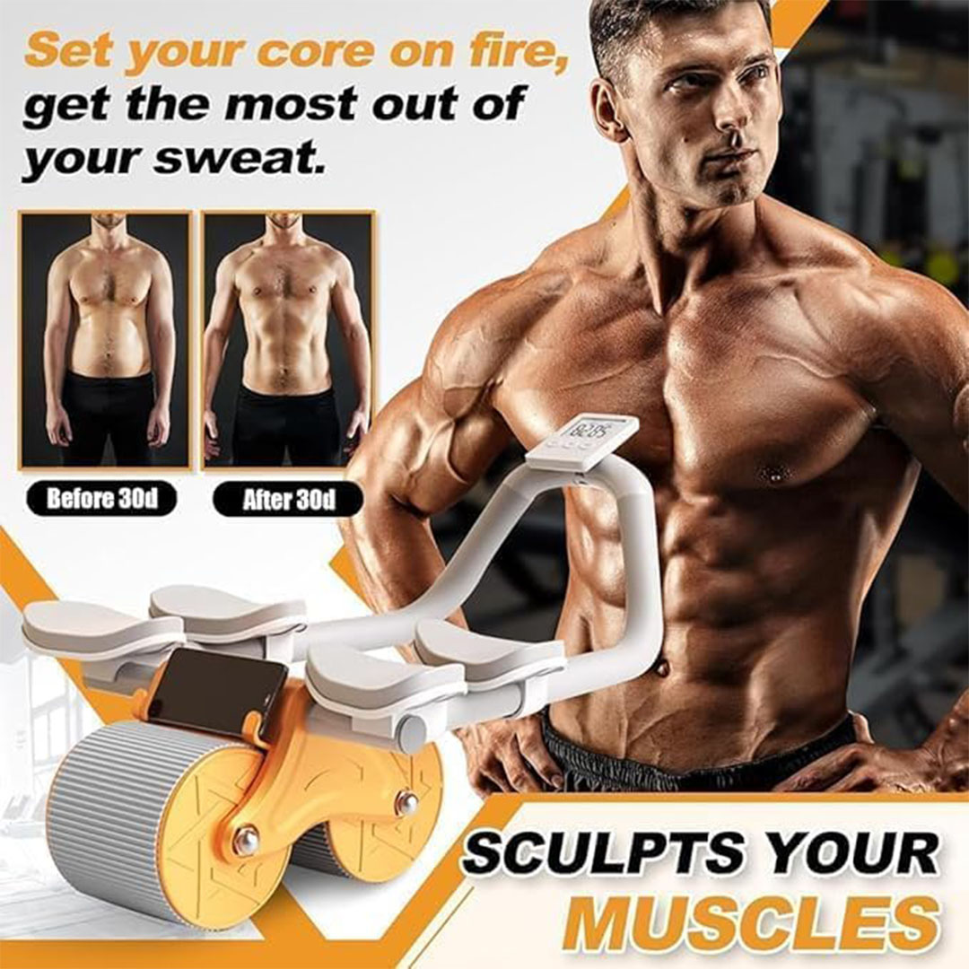جهاز تمرين عضلات البطن والخصر بعجلات مزدوجة لنحت الجسم