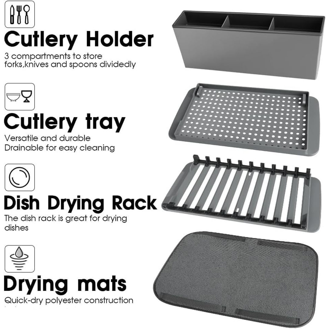 صفاية أطباق قابلة للطي - رمادي