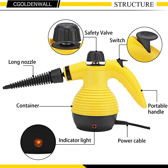 مكنسة تنظيف بالبخار - أصفر/أسود