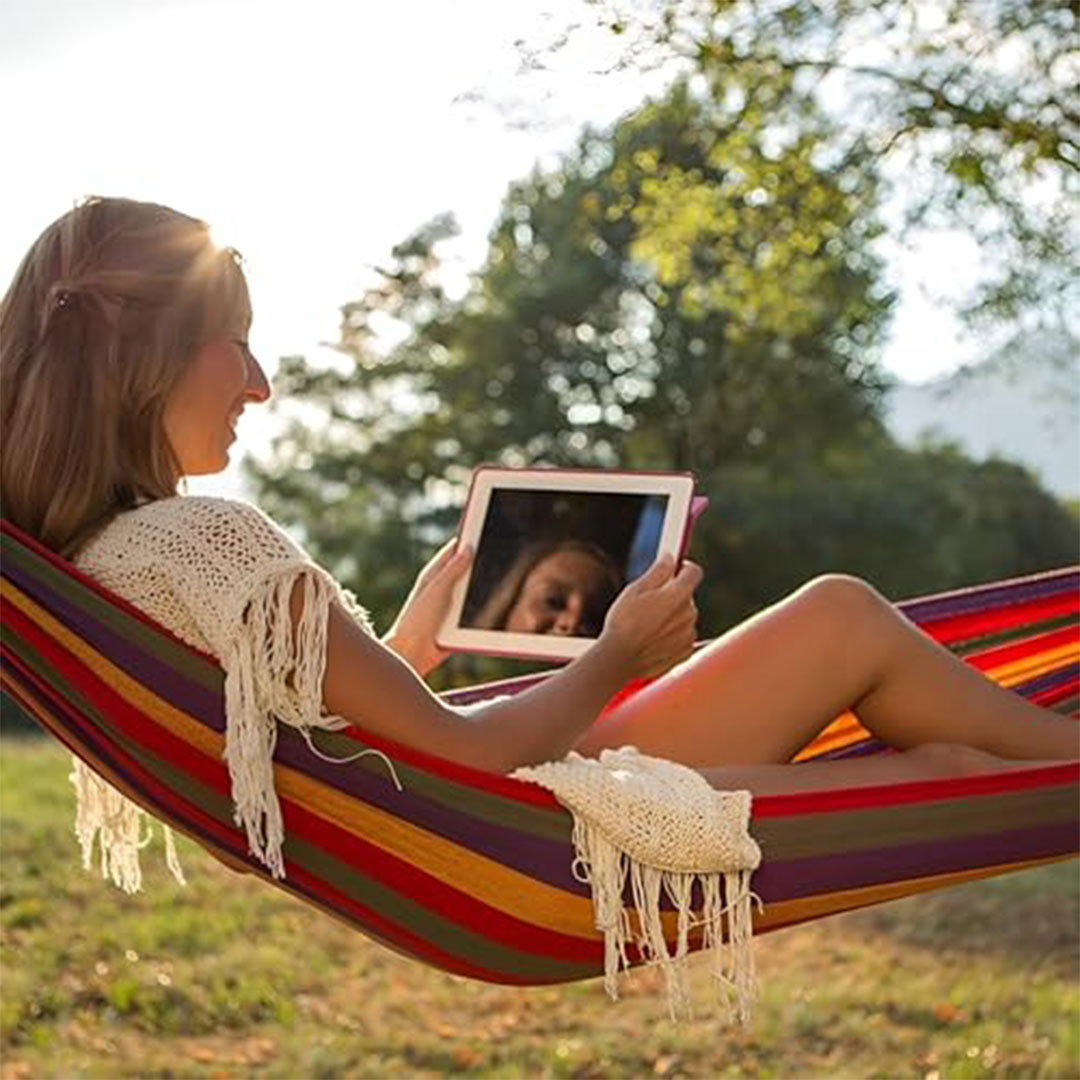 أرجوحة هاموك قماشية مزدوجة - 185×80 سم - متعددة الألوان