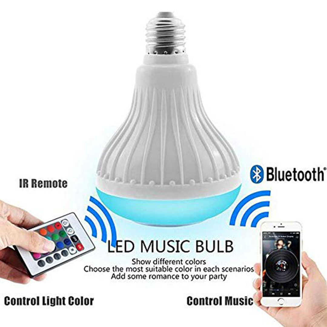 مكبر صوت ذكي بخاصية البلوتوث لتشغيل الموسيقى بتصميم لمبة ومزود باضاءة ليد