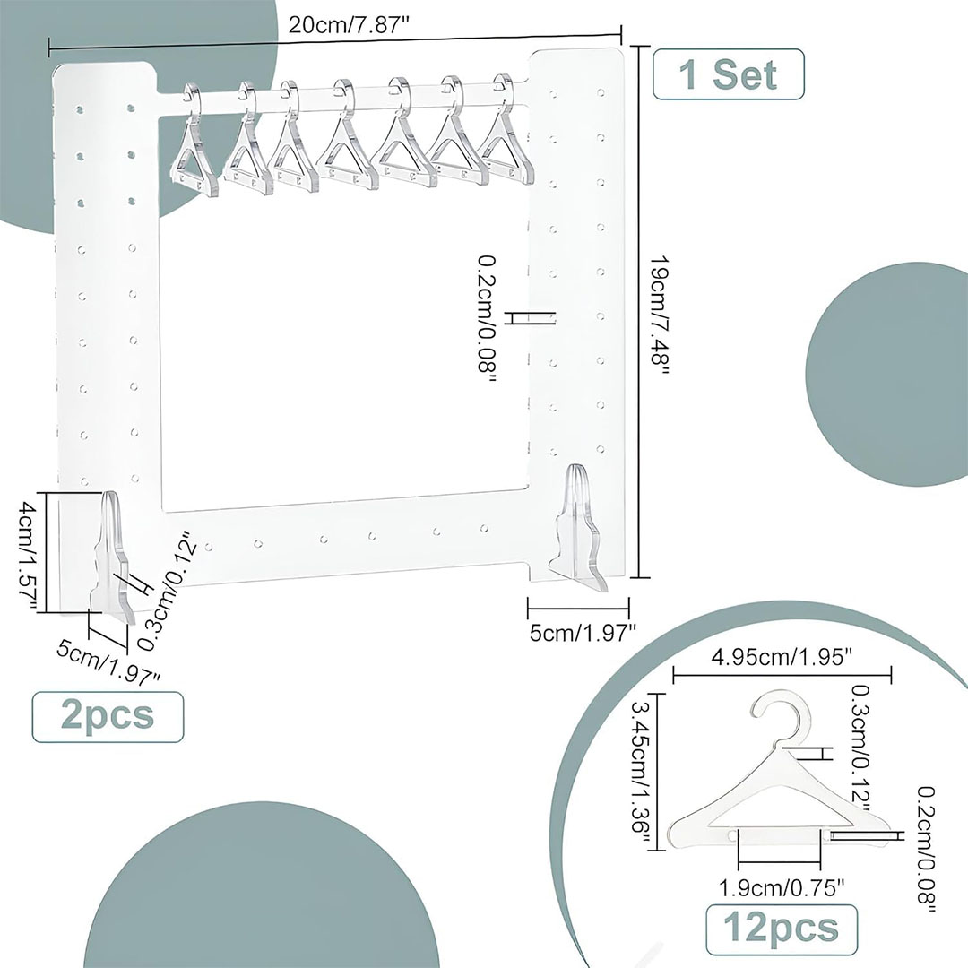 حامل أقراط اكريليك شفاف بتصميم شماعة ملابس