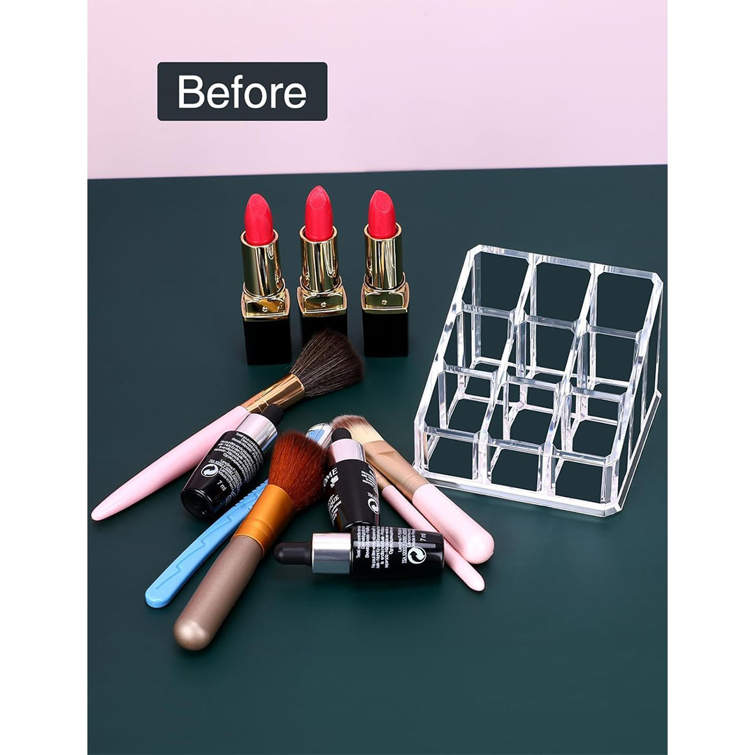منظم مكياج أكريليك شفاف مع حامل