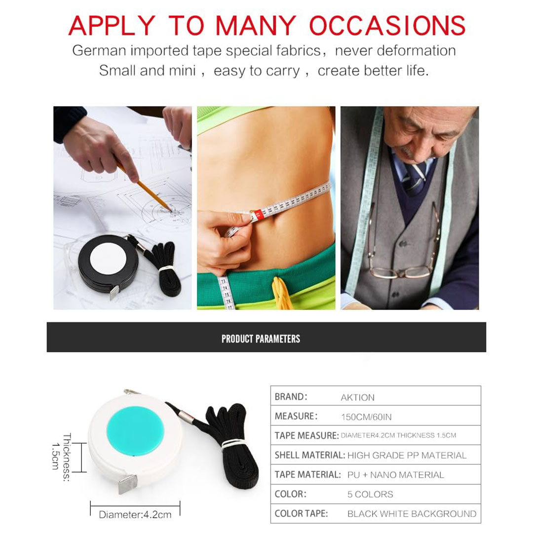شريط قياس مزدوج الوجه مرن - 150 سم/60 بوصة