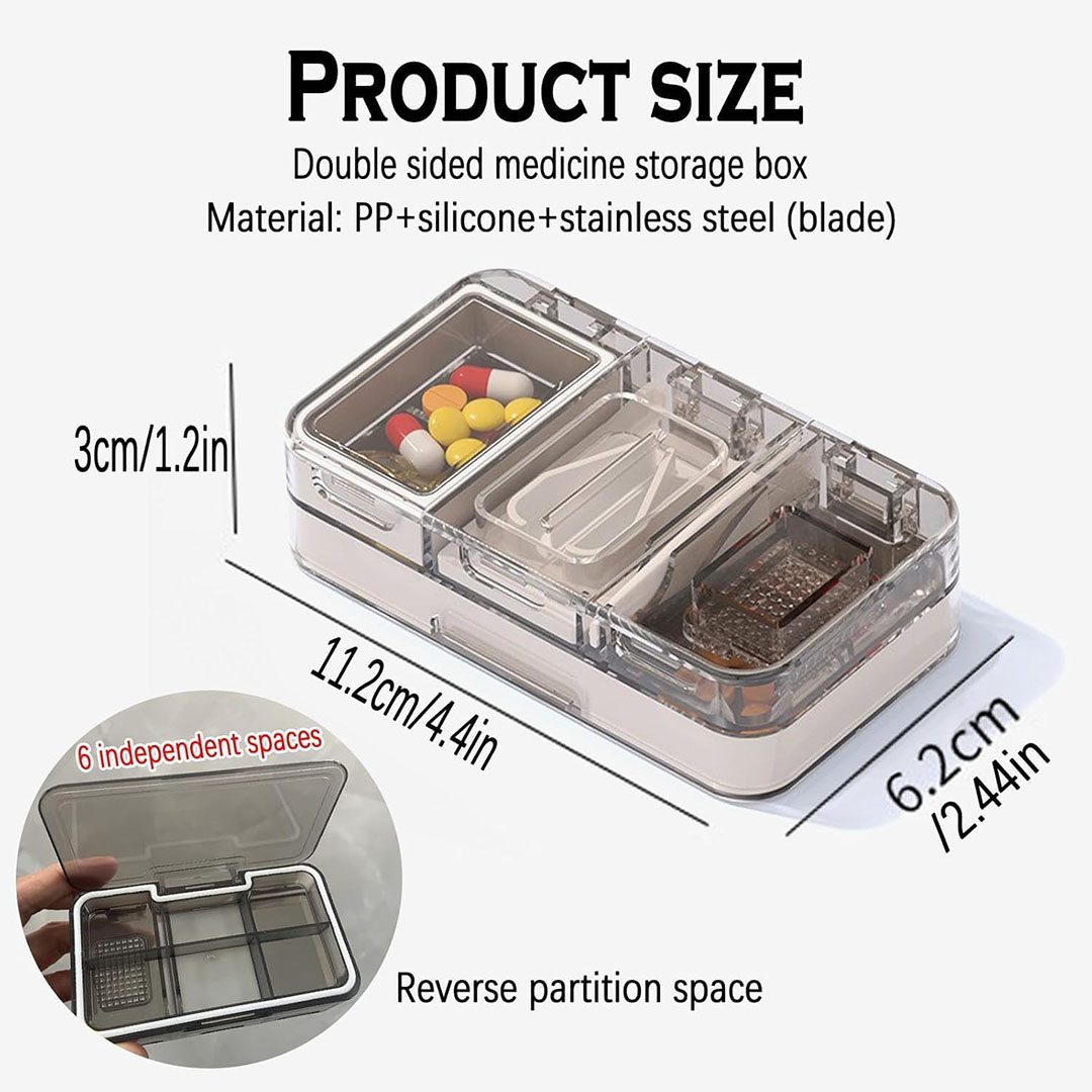 قطاعة ومطحنة حبوب دواء 3 في 1 - 7 حجرات تخزين