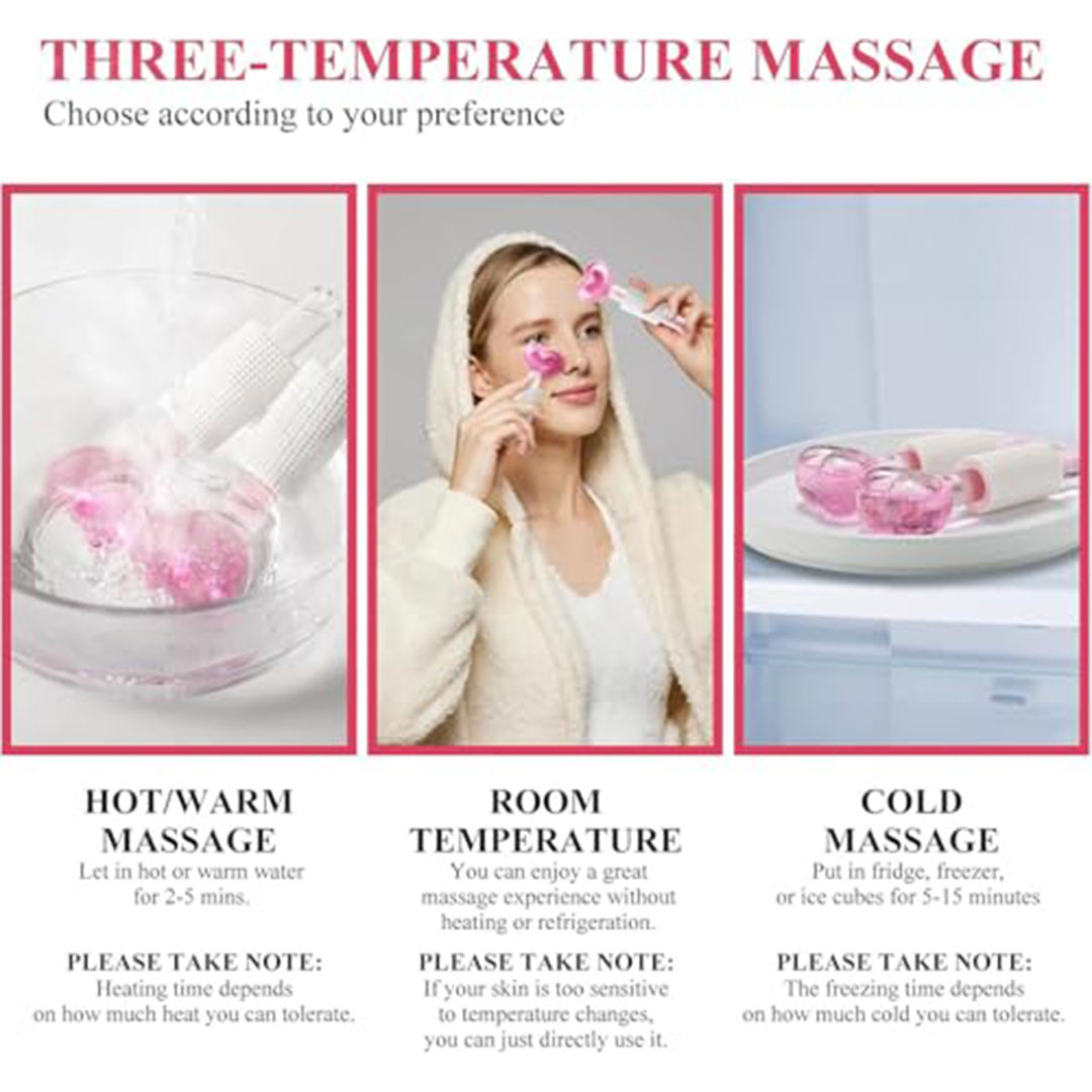 كرات الثلج لتبريد وتدليك الوجه - 2 قطعة - بينك