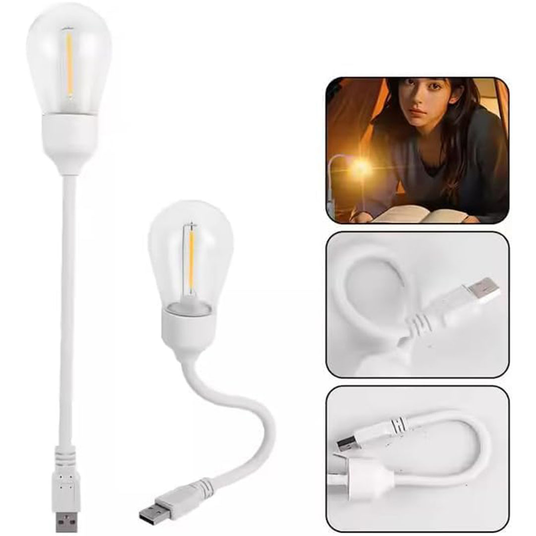 مصباح USB صغير محمول بزاوية مرنة - أبيض