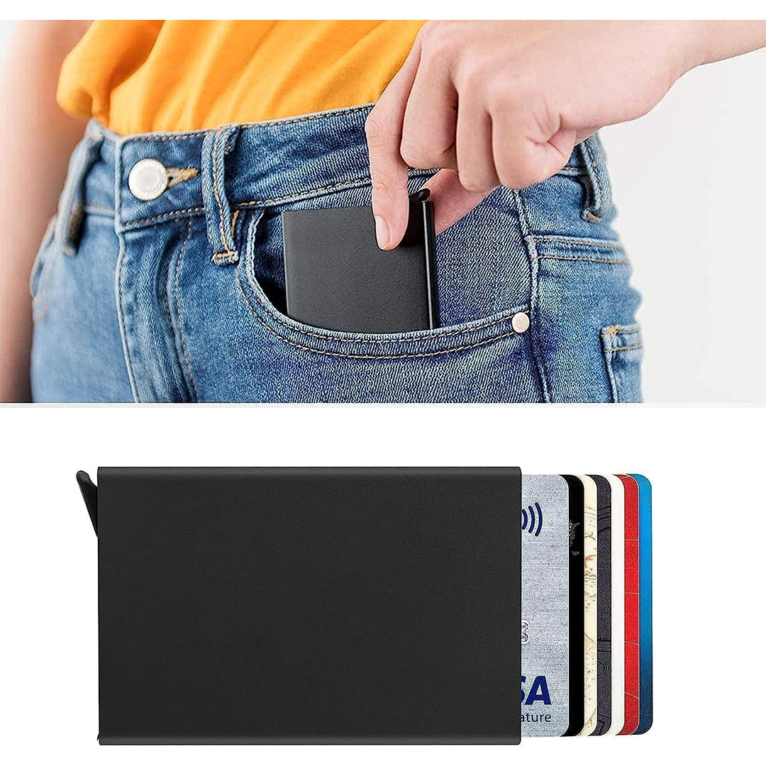 محفظة بطاقات معدنية مضادة للسرقة يتصميم رفيع