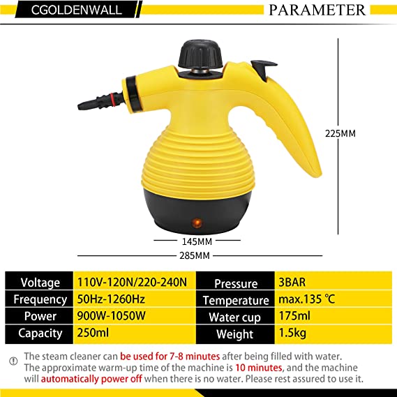 مكنسة تنظيف بالبخار - أصفر/أسود