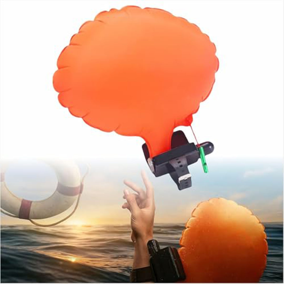 سوار منقذ من الغرق مع وسادة هوائية قابلة للنفخ في ثانيتين وصافرة معدنية وبوصلة