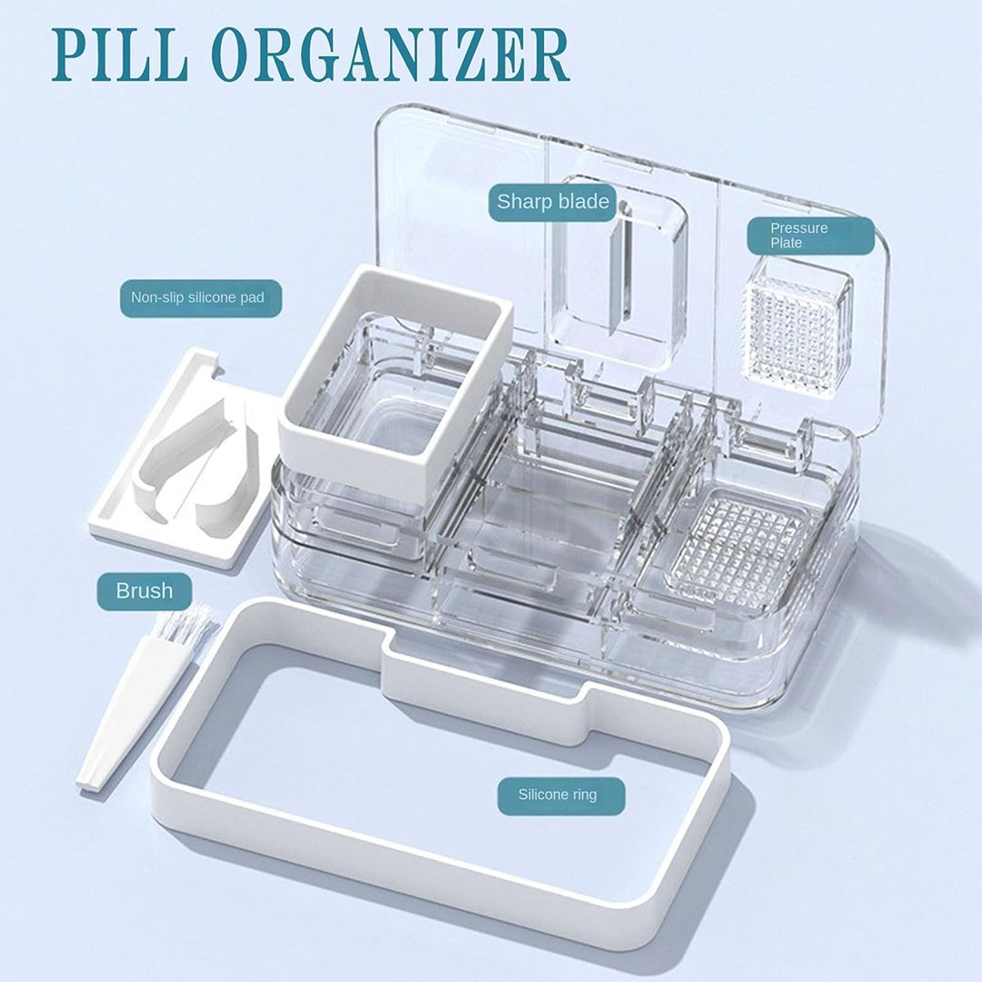 قطاعة ومطحنة حبوب دواء 3 في 1 - 7 حجرات تخزين