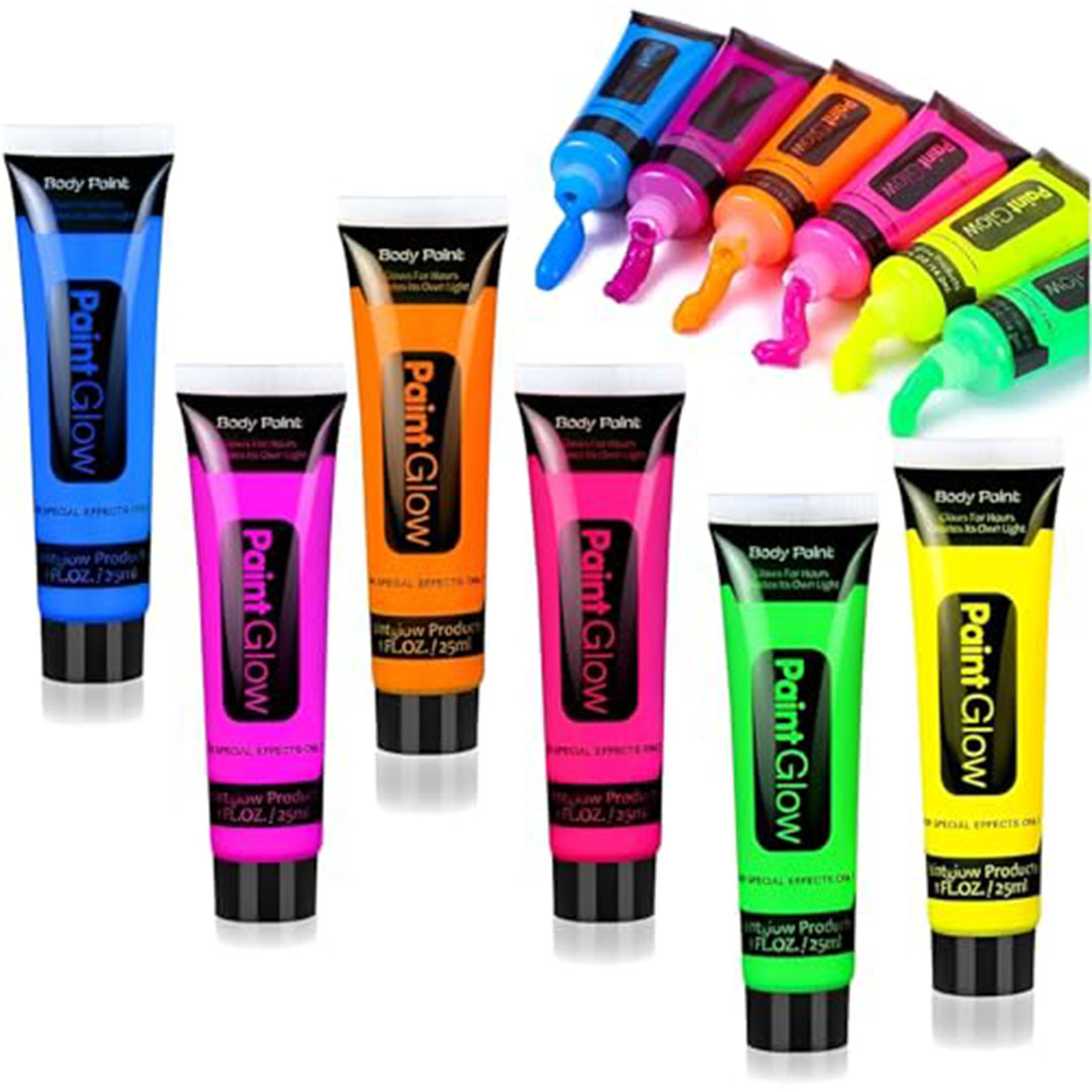 طلاء يضيء في الظلام نيون فلورسنت بالأشعة فوق البنفسجية - 6 ألوان