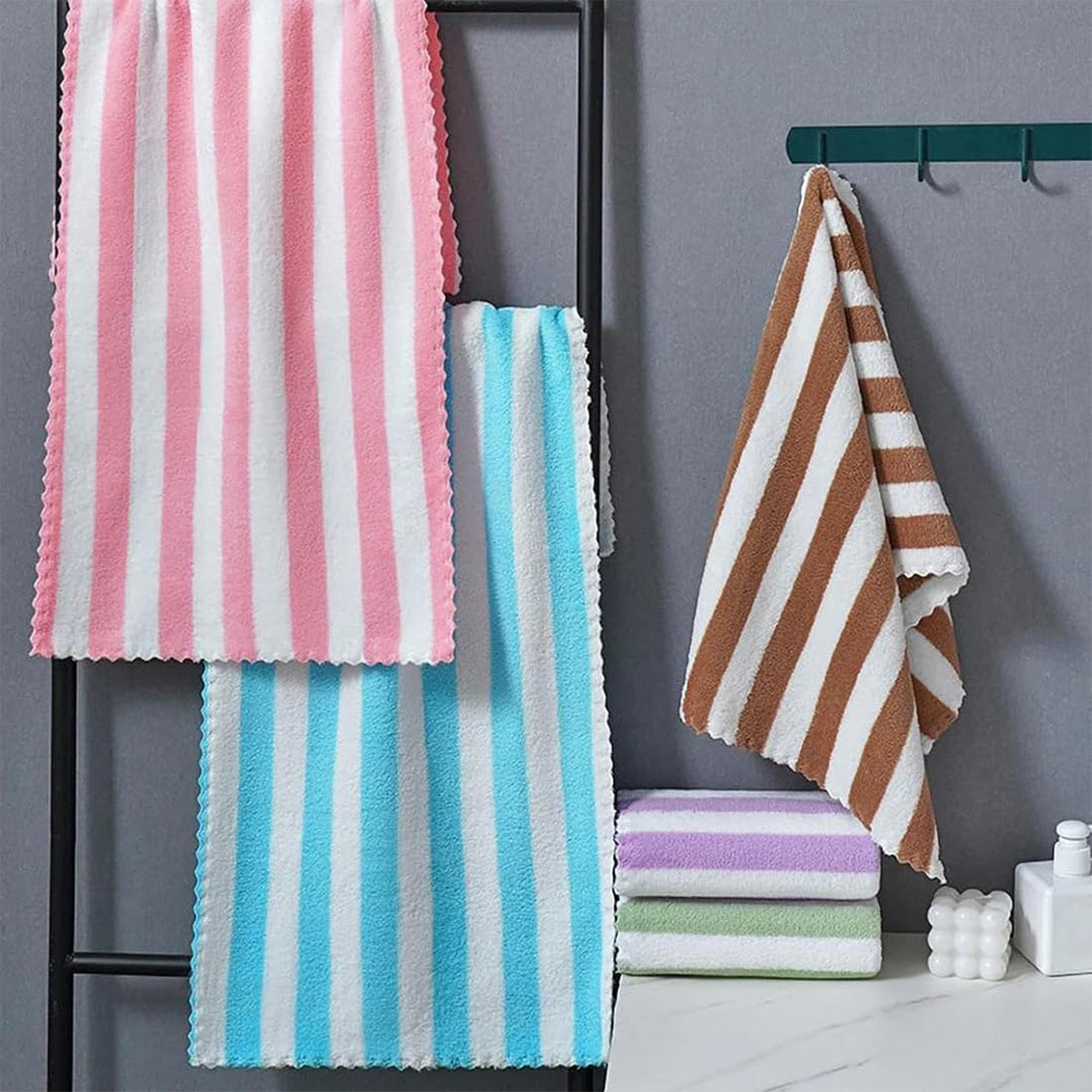 منشفة مايكروفايبر ناعمة بخطوط ملونة - 75*35