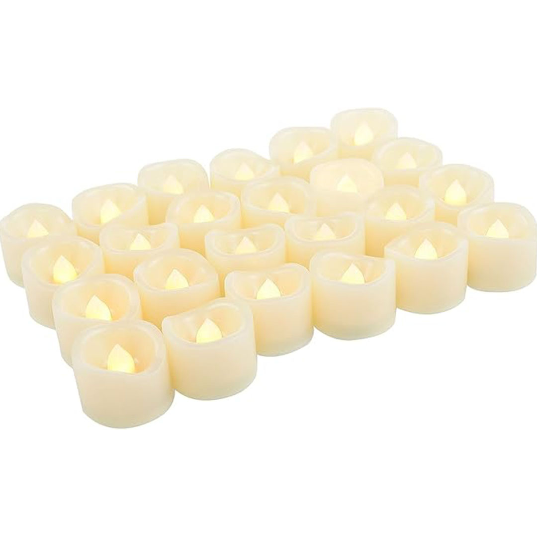 لمبات على شكل شموع صغيرة بإضاءة ليد تعمل بالبطارية - 12 قطعة