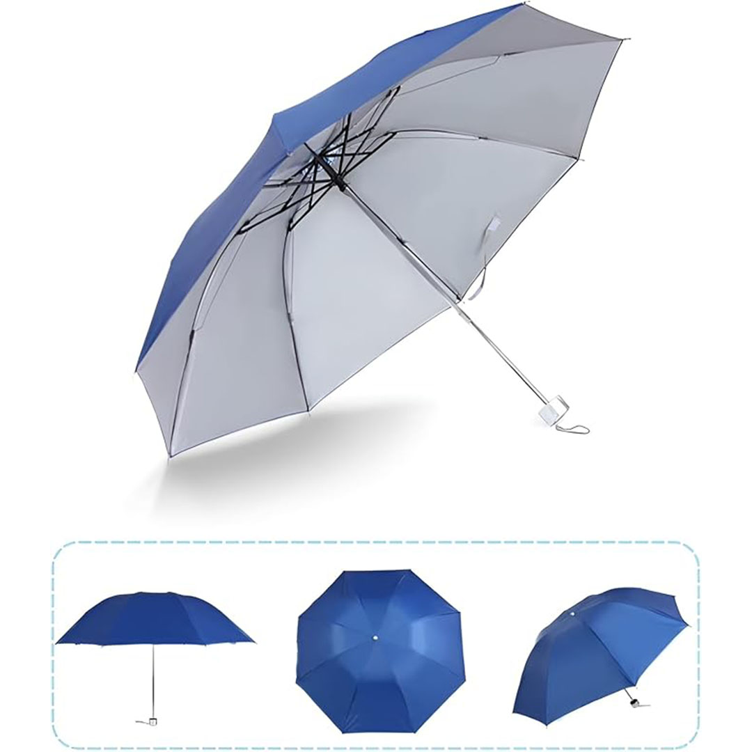 مظلة سفر قابلة للطي بحجم الجيب - أزرق